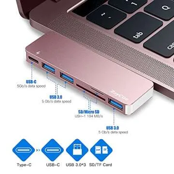 RayCue USB C Hub Adapter for MacBook Pro/Air M1 M2 M3 2023-2016, 6 in-1 USB-C Accessories Compatible...