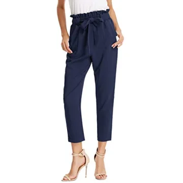 GRACE KARIN Women's Cropped Paper Bag Waist Pants with Pockets for Chic Comfort