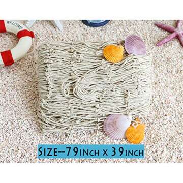 Natural Fishing Net Decor with Shells 79 Inch Beach Theme Decor for Party Home Bedroom Wall Hanging ...