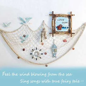Natural Fishing Net Decor with Shells for Beach Theme