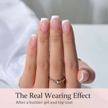 BTArtboxnails XCOATTIPS French Tip Nails - Short Press On Nails, 160 Pcs Pink Square Soft Gel Nail Tips Pre-applied Tip Primer & Base Coat, No Need File False Nails for Valentines Day Gift, 16 Sizes