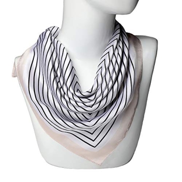 NaSoPerfect 27" Silk Like Scarf Square Satin Hair Scarves Maze Neck Scarfs for Women Beige