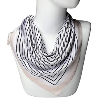 NaSoPerfect 27" Silk Like Scarf Square Satin Hair Scarves Maze Neck Scarfs for Women Beige