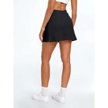 AUTOMET Women's Mini Tennis Skirt 2024 Athletic Cute Golf Skorts with Pockets Y2K Summer Gym Workout Outfits Black S