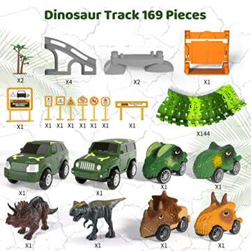 iHaHa Dinosaur Race Track Cars for Kids Ages 1-7