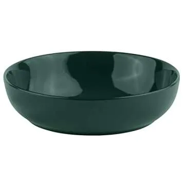 KooK Pasta Bowl Set - 4 Ceramic Serving Bowls, Large, Microwave Safe in Hunter Green