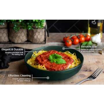 KooK Large Capacity Pasta Bowls - Set of 4 in Green