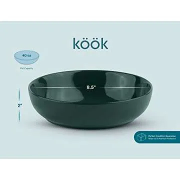 KooK Large Capacity Pasta Bowls - Set of 4 in Green