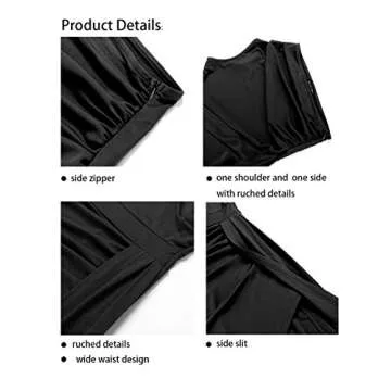 Nature Comfy LilyIn Womens Elegant one Shoulder Sleeveless Ruched High Slit Solid Color Cocktail Party Dresses (Classic Solid Black, Large)