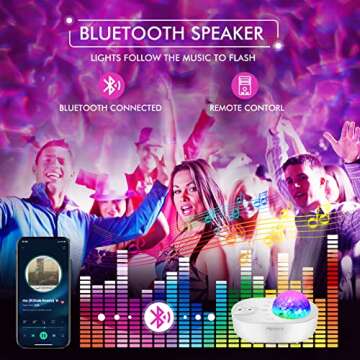 Star Projector, 3 in 1 Galaxy Night Light Projector with Remote Control, Bluetooth Music Speaker & 5 White Noises for Bedroom/Party/Home Decor, Timing Sky Starry Projector for Kids & Adults