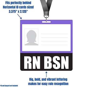 RN BSN Badge Buddy (Black) - Horizontal Heavy Duty Badge Tags for Registered Nurses with a BSN - Dou...