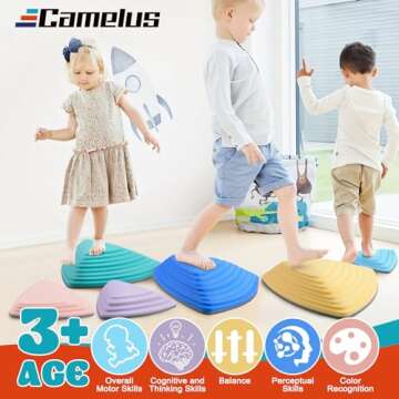 Stepping Stones for Kids, 6pcs Toddler Stepping Stones Indoor Outdoor Activity Improve Balance and C...