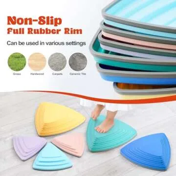 Stepping Stones for Kids, 6pcs Toddler Stepping Stones Indoor Outdoor Activity Improve Balance and Coordination,Non-Slip Full Rubber Rim, Obstacle Course Sensory Toy for Ages 1-3