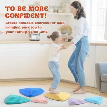 Stepping Stones for Kids, 6pcs Toddler Stepping Stones Indoor Outdoor Activity Improve Balance and Coordination,Non-Slip Full Rubber Rim, Obstacle Course Sensory Toy for Ages 1-3