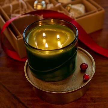 Thymes Frasier Fir Scented Candles for Home Decor – Green Heritage Holiday Candle – Notes of Siberian Fir Needles, Cedarwood & Sandalwood – Luxury Home Fragrance Gifts for Women & Men (3-Wick, 17 oz)