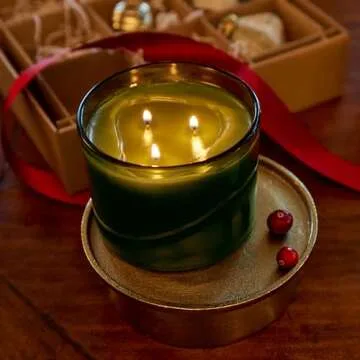 Thymes Frasier Fir Scented Candles for Home Decor – Green Heritage Holiday Candle – Notes of Siberian Fir Needles, Cedarwood & Sandalwood – Luxury Home Fragrance Gifts for Women & Men (3-Wick, 17 oz)