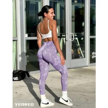 YEOREO Workout Leggings for Women Jada Scrunch Butt Lifting Leggings Seamless Screen Print Gym Yoga Pants Violet Marble L