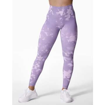 YEOREO Workout Leggings for Women Jada Scrunch Butt Lifting Leggings Seamless Screen Print Gym Yoga Pants Violet Marble L
