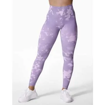 YEOREO Workout Leggings for Women Jada Scrunch Butt Lifting Leggings Seamless Screen Print Gym Yoga Pants Violet Marble L
