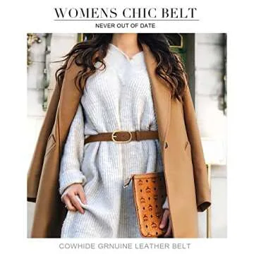 VONMELLI 2 Pack Women's Belts for Jeans Pants Fashion Gold Buckle Ladies Dress Belt Black Coffee S