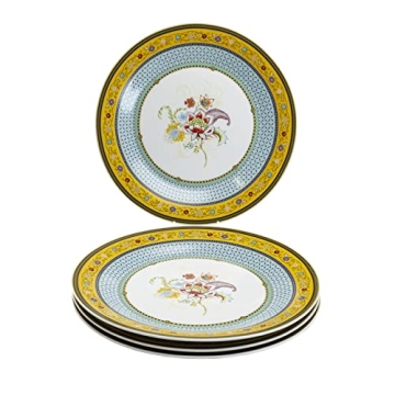 Gracie China by Coastline Imports Emperor Garden Porcelain Dinner Plates – Multicolor Set for Eleg...
