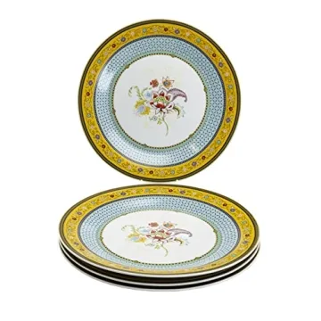 Gracie China by Coastline Imports Emperor Garden Porcelain Dinner Plates – Multicolor Set for Eleg...