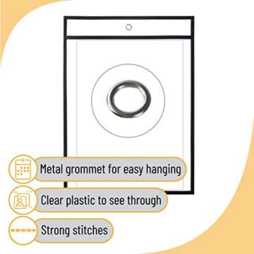 Mr. Pen- Dry Erase Pockets, 6 Pack, 10.2 x 14 Inches, Black, Reusable Plastic Sleeves for Paper, Clear Shop Ticket Holders, Dry Erase Pocket Sleeves, Dry Erase Sleeves, Clear Document Sleeves