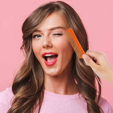 16 Pcs Rat Tail Comb Foiling Steel Pin Rat Tail Fiber Heat Resistant Teasing Combs with Pintail for Women Girls Hair Styling(Orange, Rose Red, Red, Light Blue, Purple, Dark Blue, Light Pink and Black)