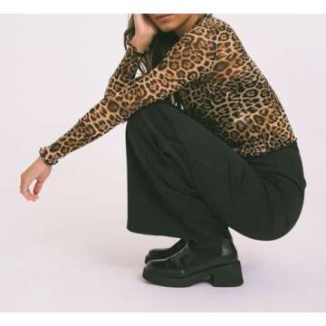Chic Y2K Sheer Leopard Mesh Top for Women