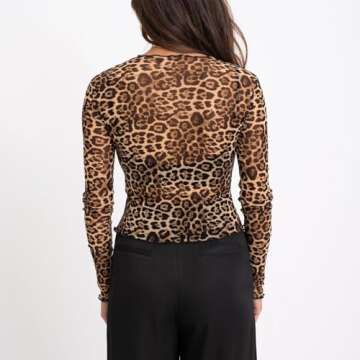 Chic Y2K Sheer Leopard Mesh Top for Women