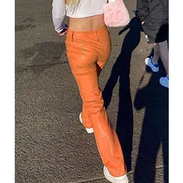 Chic Lace Up PU Leather Pants for Women