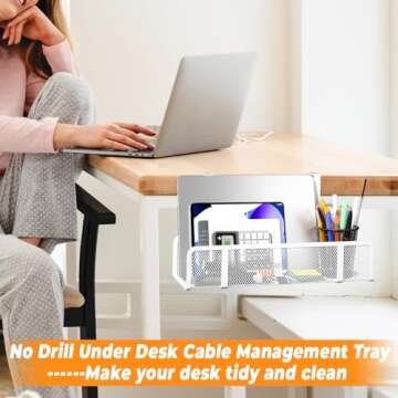 Under Desk Cable Management Tray for Home and Office