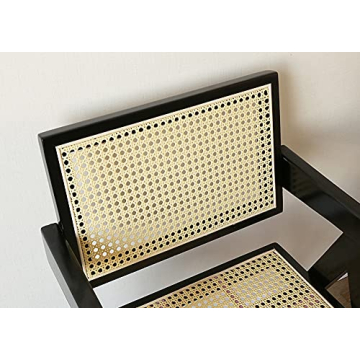 Stylish Retro Rattan Dining Chairs Set of 2, Black