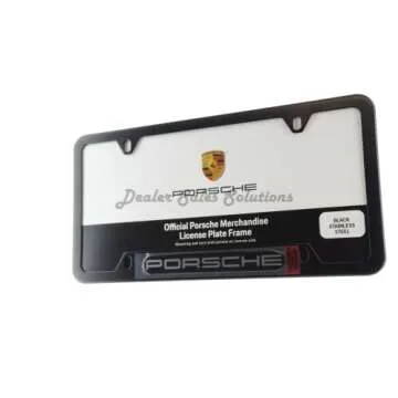 Porsche Genuine OEM Stainless Steel Nameplate License Frame - Matte Black Finish