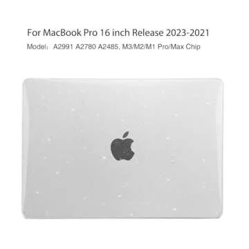 EooCoo Hard Case Clear Compatible with MacBook Pro 16 inch Case 2024-2021 Release M4 M3 M2 M1 Pro/Max Chip A3403 A3186 A2991 A2780 A2485 with Keyboard Cover, Screen Protector, Glitter Clear