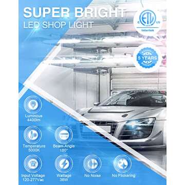 Ensenior 4 Pack Linkable LED Utility Shop Light - Bright, Efficient, and Easy to Install!