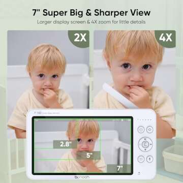 bonoch MegaView Baby Monitor with Camera and Audio, 7" 720P HD Video Baby Monitor No WiFi, 6000mAh B...