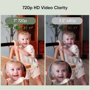 bonoch MegaView Baby Monitor with Camera and Audio, 7" 720P HD Video Baby Monitor No WiFi, 6000mAh Battery, VOX Mode, Auto Night Vision, Hack Proof, Remote PTZ, 8 Lullabies Baby Camera Monitor