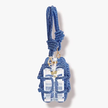 DJBM Clear Acrylic Clutch Sparkle Rhinestone Evening Bag Glitter Crystal-Embellished Rope Knot Handbag Purse for Party Prom, Blue