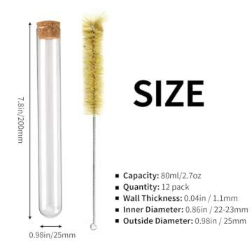DEPEPE 12pcs 80ml Test Tubes, 25x200mm Glass Test Tubes with Cork for Plants, Bath Salts, Party Deco...