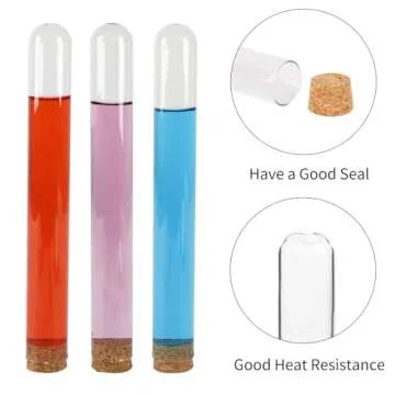 DEPEPE 12pcs 80ml Test Tubes, 25x200mm Glass Test Tubes with Cork for Plants, Bath Salts, Party Decoration