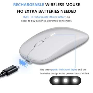 Ultra-Thin 2.4G Office Wireless Mouse Mute Charging Mouse Notebook Home Mouse with USB Receiver Comp...