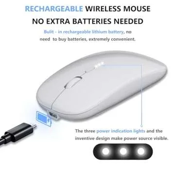 Ultra-Thin 2.4G Office Wireless Mouse - Quiet Charging Mouse for Laptop, PC, Mac