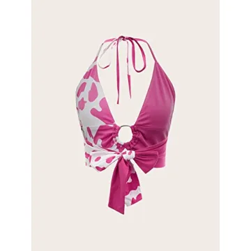 Stylish Verdusa Cow Print Halter Top for Summer Fun