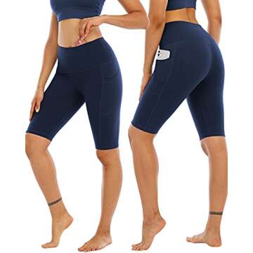 WHOUARE 4 Pack Biker Yoga Shorts with Pockets for Women,High Waisted Athletic Running Workout Gym Sh...