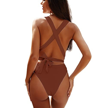 Lilosy Sexy Lace Up Plunge Neck Backless Bikini - Stunning Fit
