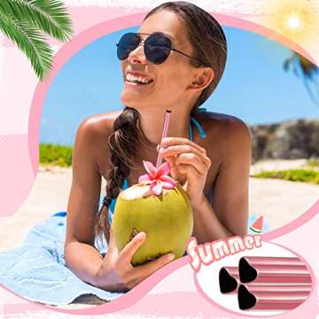 36 Pack Heart Shape Metal Straws Reusable Stainless Steel Drinking Straws with 4 Cleaning Brushes for Tumblers Beverage Drinks Milkshake Cocktails (Pink)