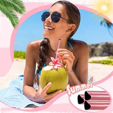 36 Pack Heart Shape Metal Straws Reusable Stainless Steel Drinking Straws with 4 Cleaning Brushes for Tumblers Beverage Drinks Milkshake Cocktails (Pink)