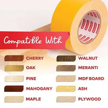 XFasten Double Sided Woodworking Tape, 1-Inch by 36-Yards, 3-Pack - Double Face Woodworker Turner's Tape for Wood Template, Removable & Residue Free