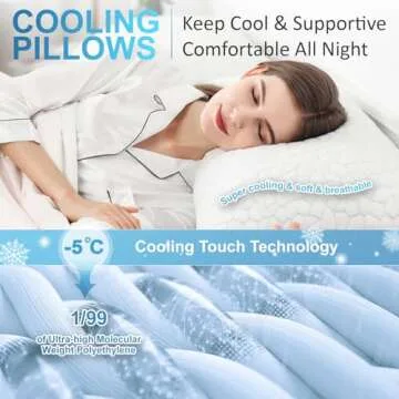 QUTOOL Cooling Gel Pillows for Hot Sleepers, Adjustable Comfort